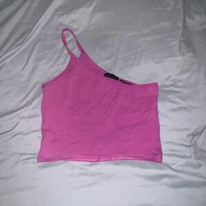 Pink One-Shoulder Crop Top